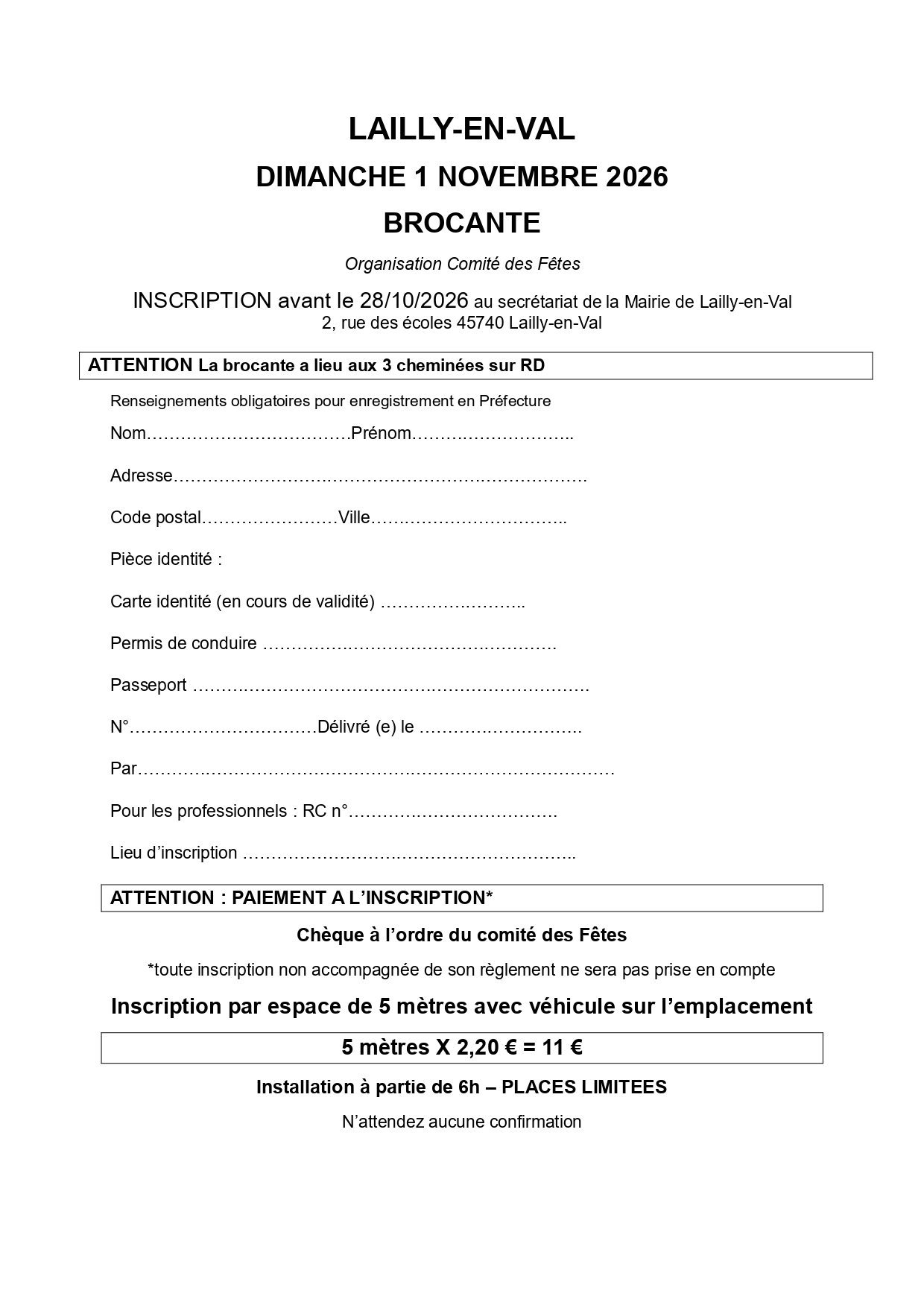 Comité des fêtes - 1Incription brocante - 01.01.26